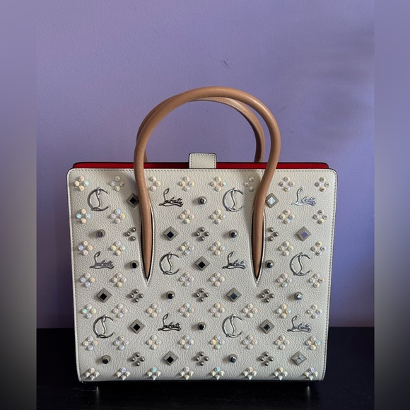 Christian Louboutin ivory studded Paloma tote Embellished bag - Picture 16 of 17
